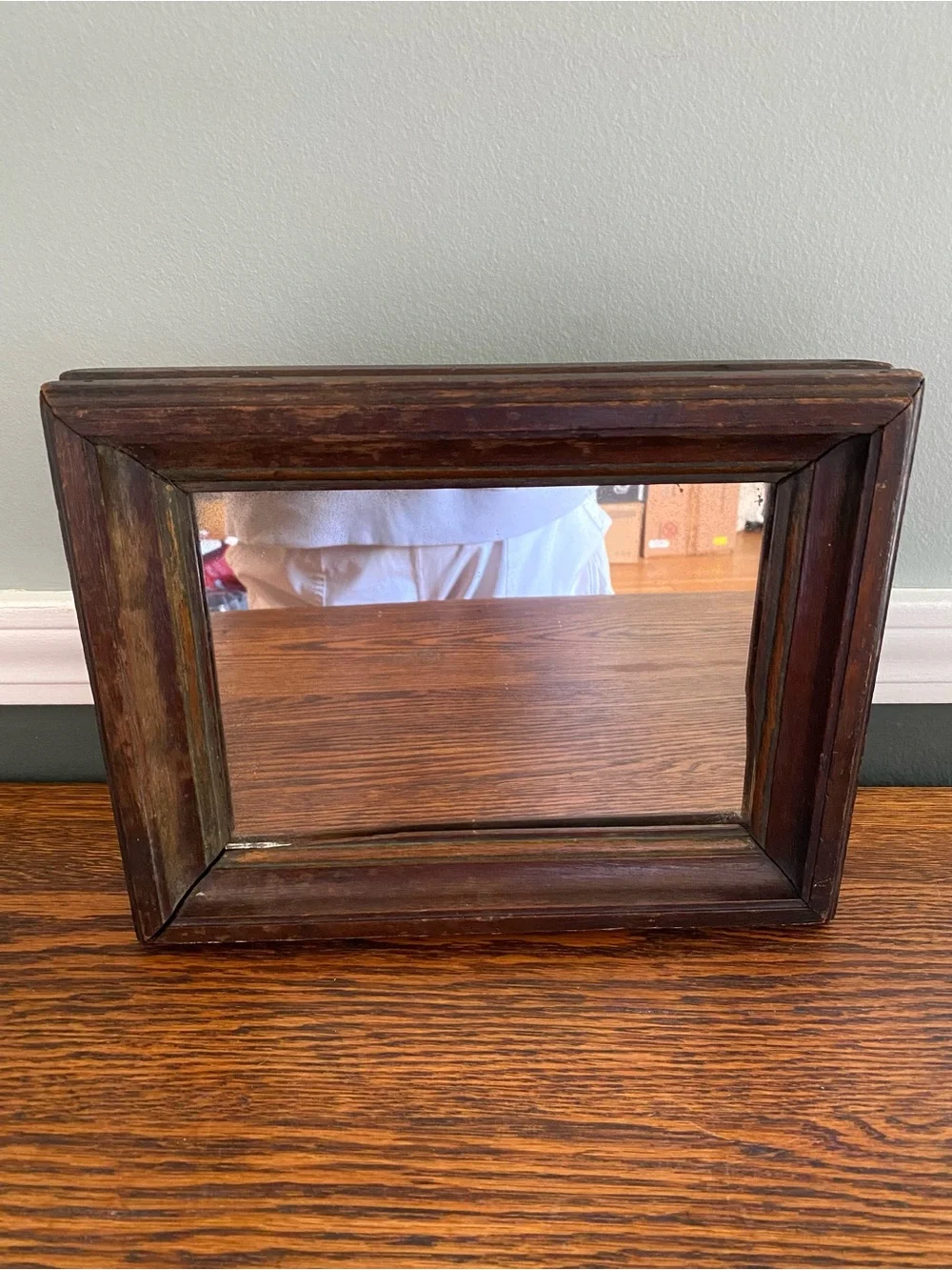Antique Vtg Walnut Wood Wooden Deep Cove Framed Mirror Farmhouse Primitive